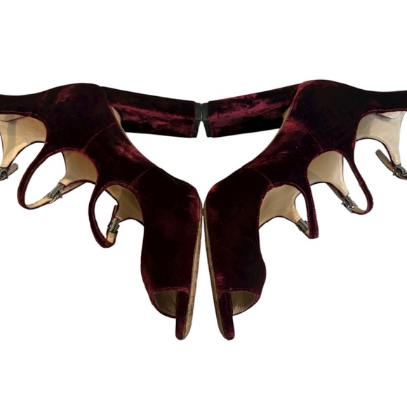 Alexandre Birman Kyle Velvet Mary Jane Block Heels Pumps Burgundy, EU 38.5/8.5 - Picture 7 of 15